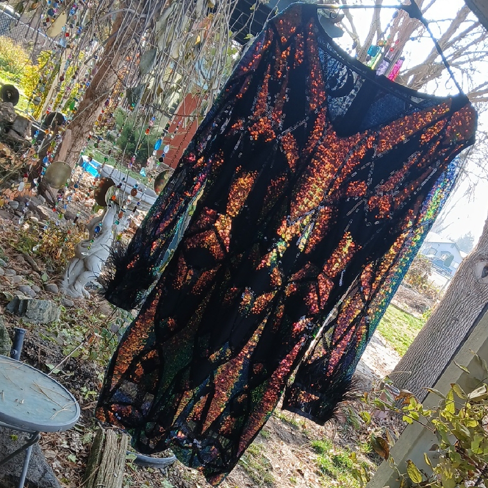 Sequin Black and Multicolor Dress